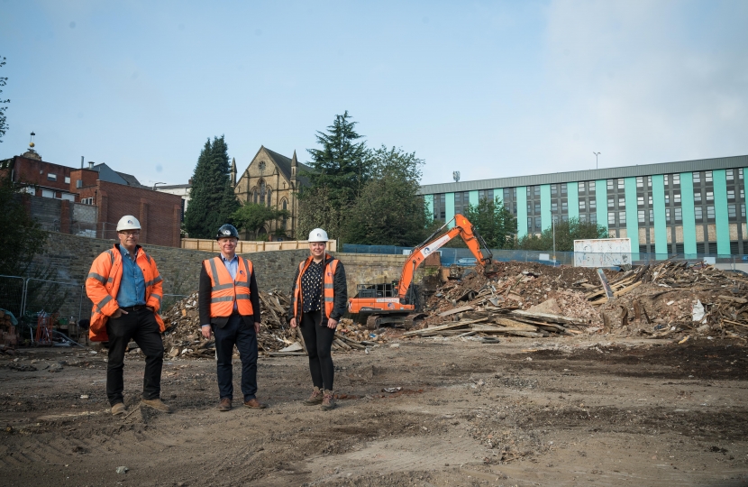 Council leader Cllr Martyn Cox and Bolton Council’s Executive Cabinet Member for Regeneration, Cllr Adele Warren with Chris Forshaw